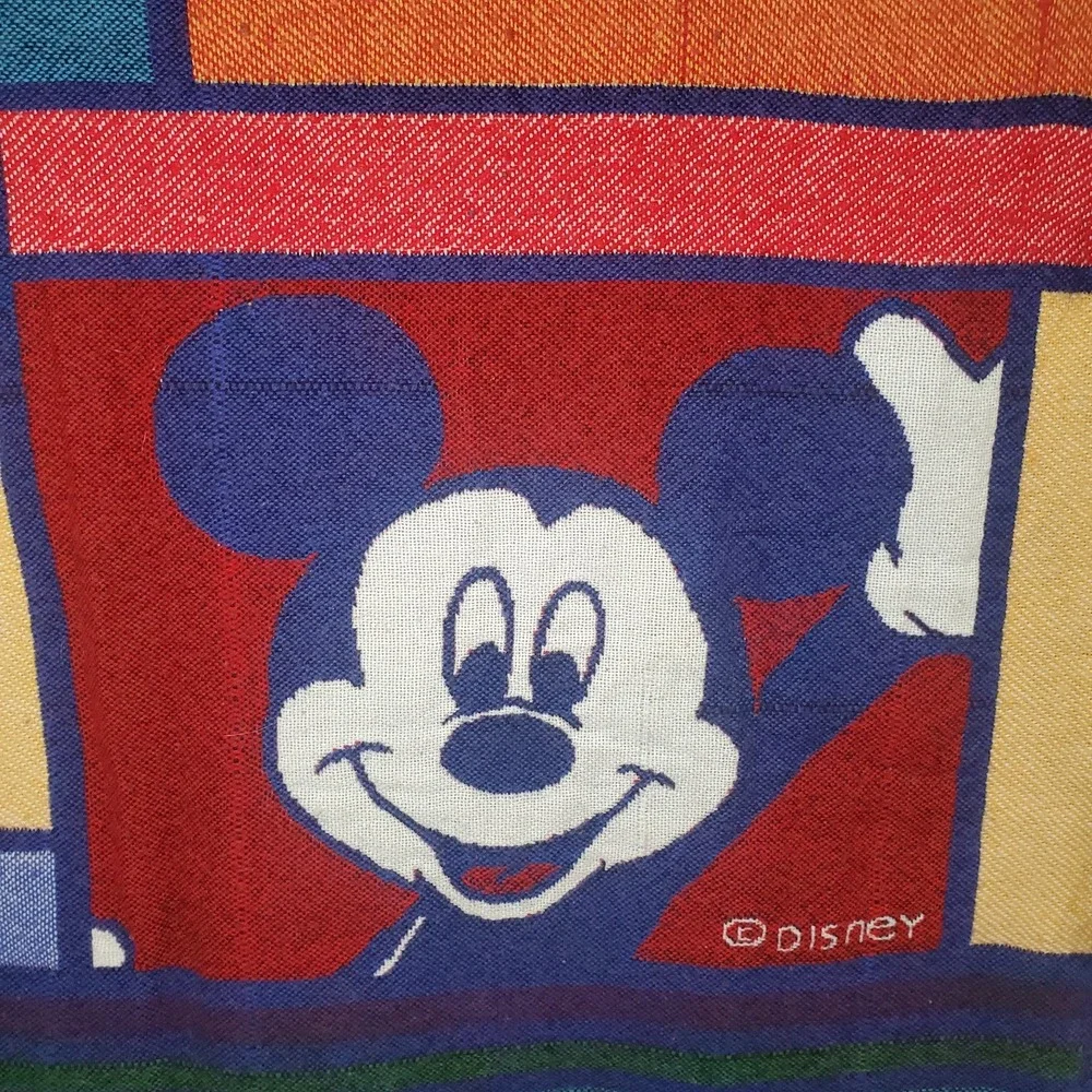 VTG Disney Blanket Characters Tapestry Woven Block Beacon Throw‎ 61x54 USA